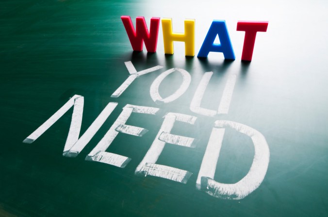 What you need colorful word and words on chalkboard